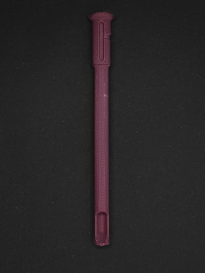 A burgundy textured plastic straw scoop insert accessory, shown vertically on a dark gray background.